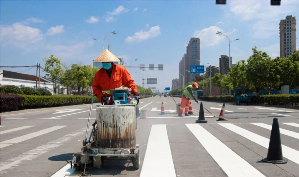 Road traffic marking construction project