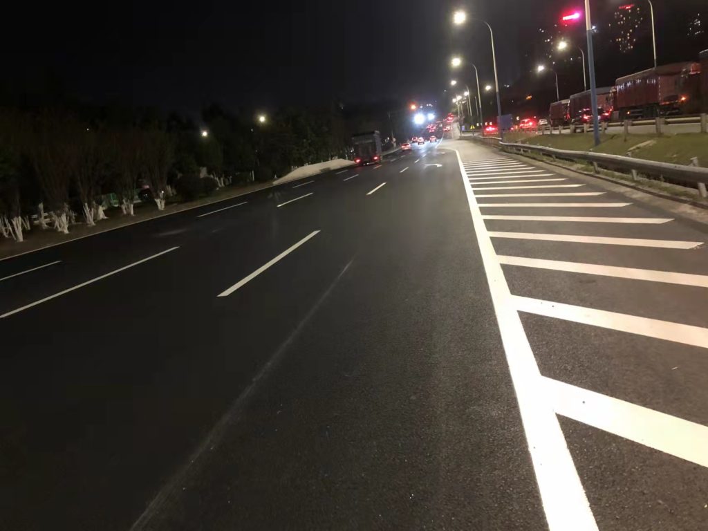 The usage of paint for marking on different road sections is different